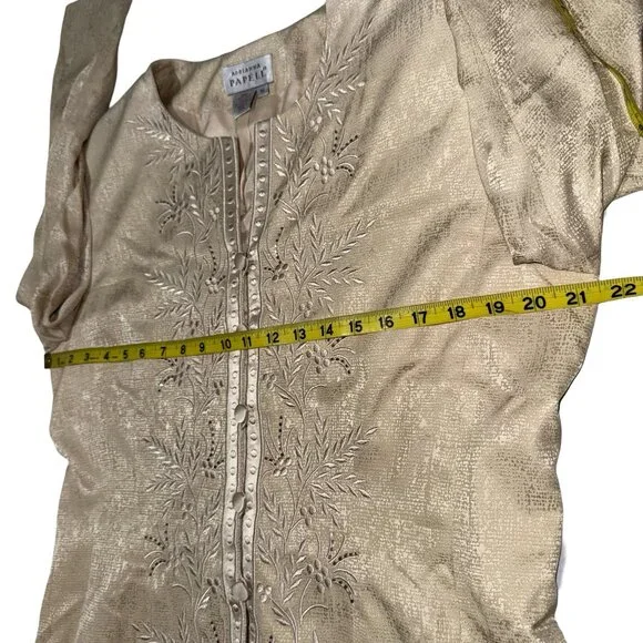 Adrianna Papell 100% Silk Jacket Women's Gold Long Sleeve Vintage Embroidered 16 - Picture 8 of 16